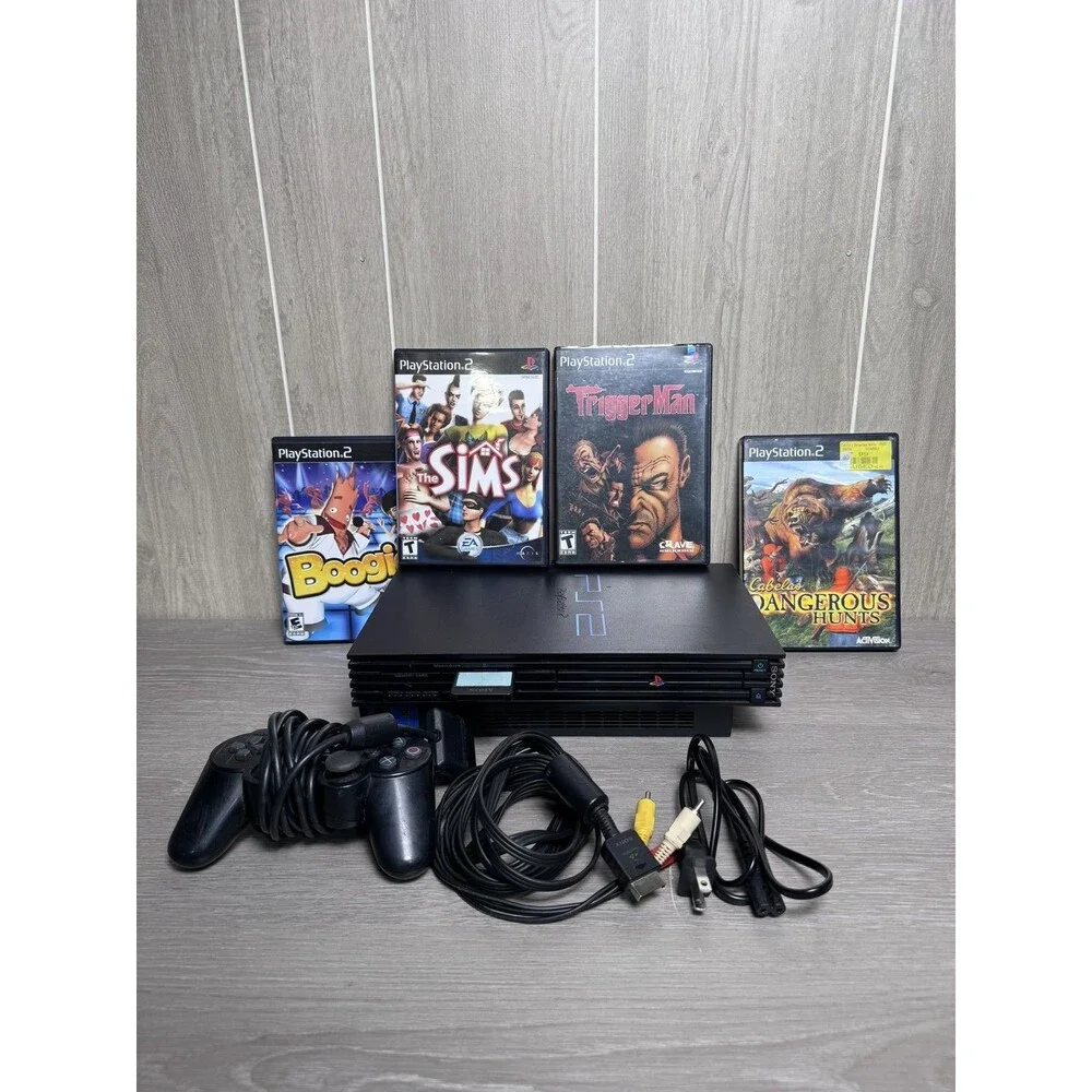 Sony PlayStation 2 PS2 Slim Console SCPH-39001 Black w/ Controller, Cables, 4